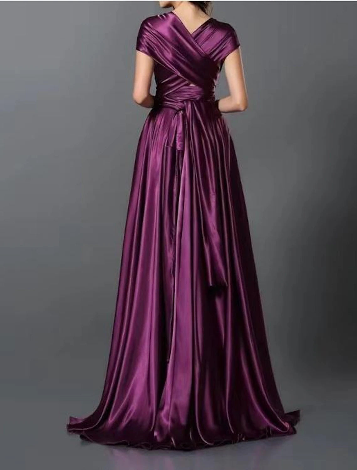 A-Linien-Kleid für Hochzeitsgäste, wandelbares Infinity-Kleid, Partykleidung, Hofschleppe, ärmellos, eine Schulter, wandelbar, Baumwolle, rückenfrei mit Glitzerfalten, gerüscht